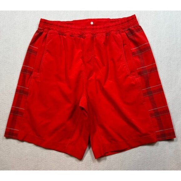 Lululemon Shorts 9" Inseam Red Chili Plaid Running Athletic Gym Men's Large L - Picture 1 of 4